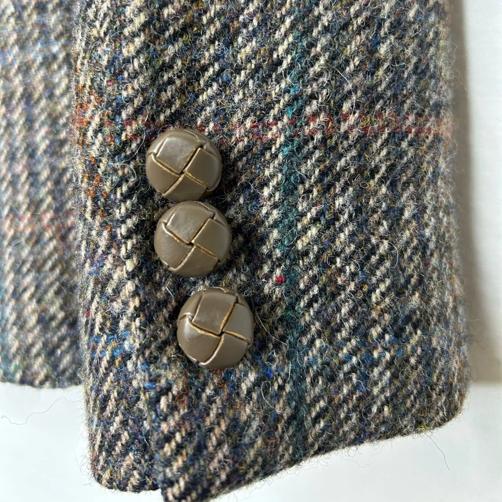 Vintage Jos A Bank Wool Twill Weave Tweed Blazer Size 8 See Measurements Below - Picture 3 of 10